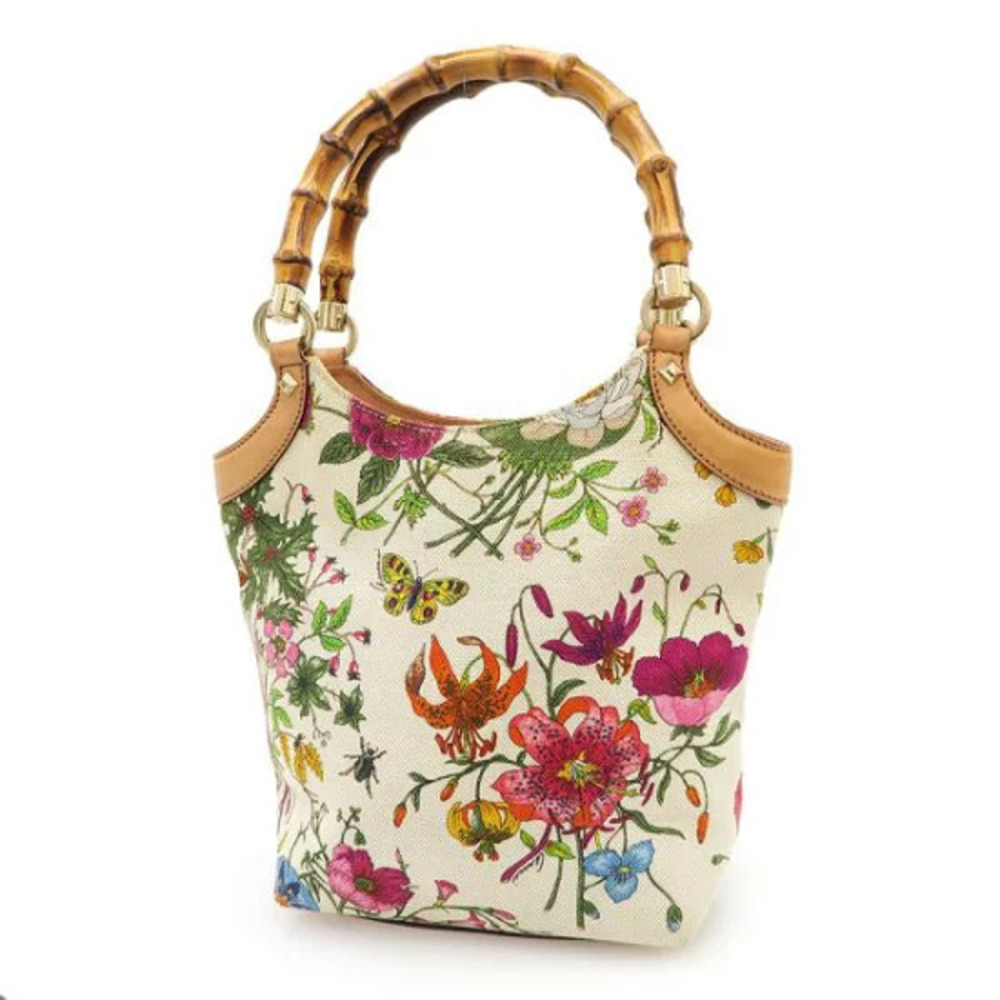 Gucci Flora Flower Bamboo Handbag